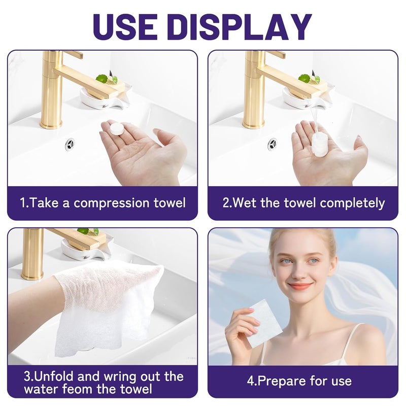 coldchill 200 Pcs Compressed Towels, Disposable Face Compressed Towels, Magic Towel, Compressed Towel for Travel, Camping, Hiking, 8"x9", White - Image 5